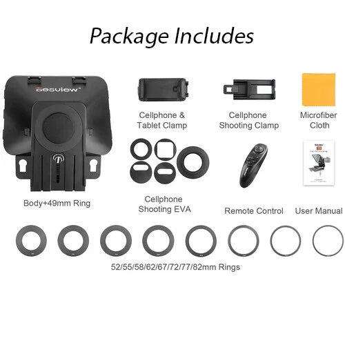 Desview T3S Teleprompter for Cellphone Tablet DSLR with Lens Adapter and Remote Control - Red Dot Photo