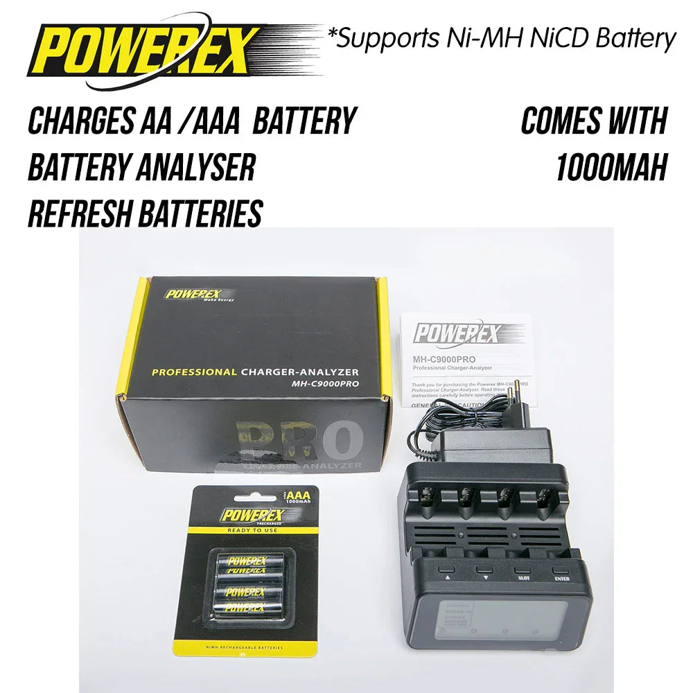 Powerex MH-C9000PRO 专业 AA/AAA 电池充电器分析仪