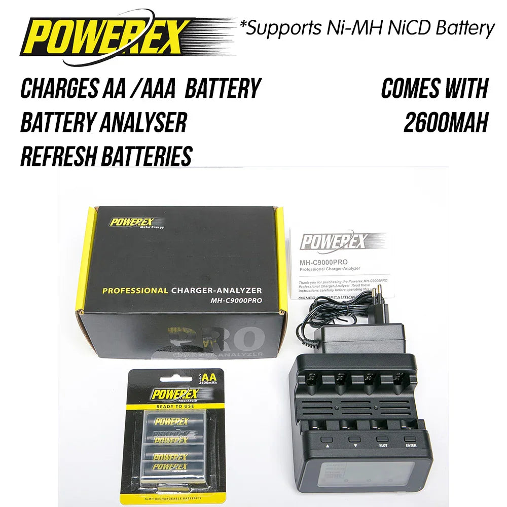 Powerex MH-C9000PRO 专业 AA/AAA 电池充电器分析仪