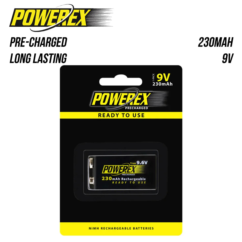 Powerex Precharged 9.6V 230mAh Battery MHR9VP 9V rechargeable battery - Red Dot Photo