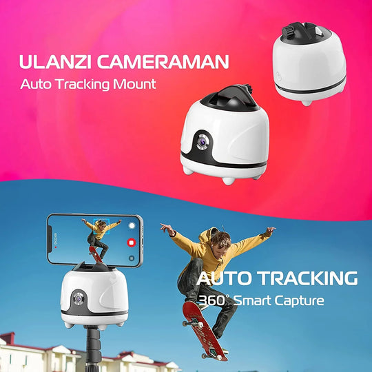 Ulanzi Cameraman Smart Auto Tracking Mount Pan Smartphone Holder Rotation for Smartphone Selfie (Similar to PIVO POD) - Red Dot Photo