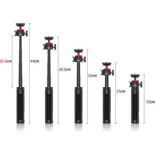 Ulanzi MT-16 MT 16 Extendable Selfie Stick Tripod 4-Section (44cm) 2KG Payload with 360° Swivel Ball Head and Cold shoe - Red Dot Photo