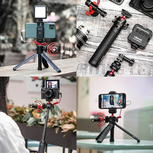 Ulanzi MT-16 MT 16 Extendable Selfie Stick Tripod 4-Section (44cm) 2KG Payload with 360° Swivel Ball Head and Cold shoe - Red Dot Photo