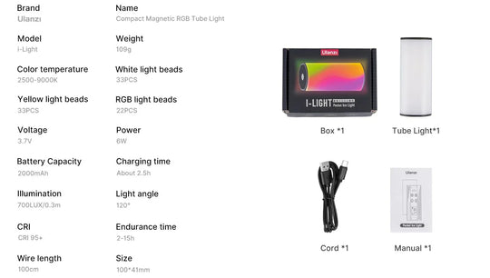 Ulanzi i-Light Magnetic RGB Tube Light 2637 - Red Dot Photo