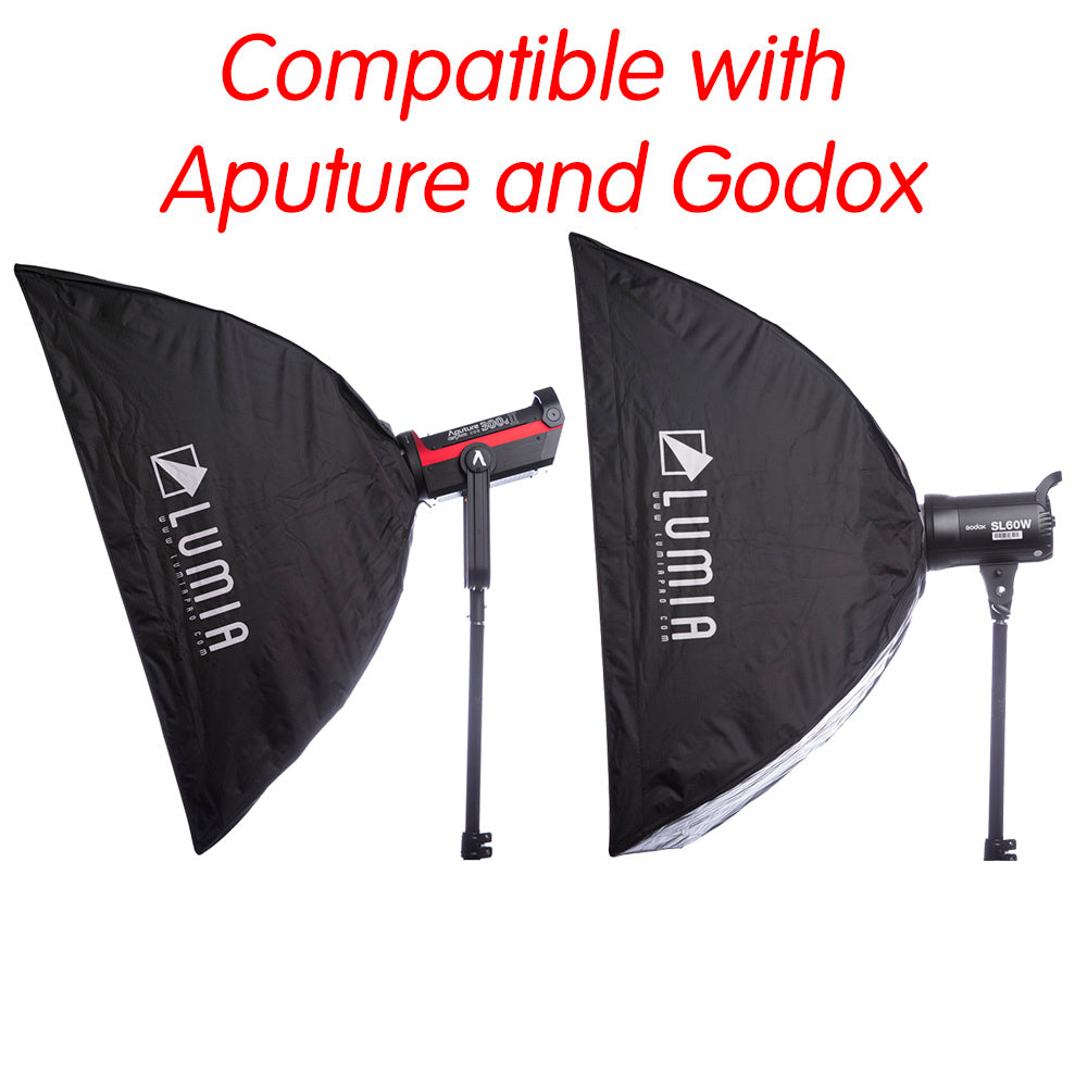 Lumia 60x90 工作室柔光箱带网格（Bowen 支架）快速折叠柔光箱兼容 Aputure 和 Godox