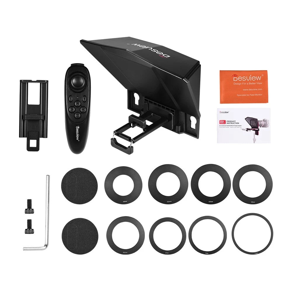 Bestview T2 Desview T2 提词器适用于佳能尼康索尼相机摄影工作室 DSLR 适用于 iPad 智能手机采访提词器摄像机