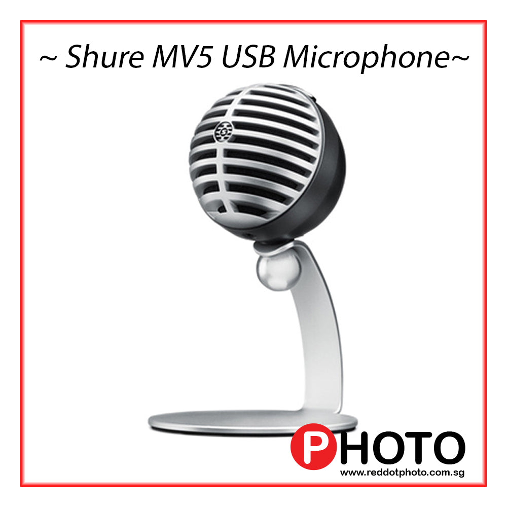 适用于 Mac、PC 和智能设备的舒尔 MV5 数字电容 USB 麦克风 MV5/A-LTG-A（灰色/黑色/绿色）