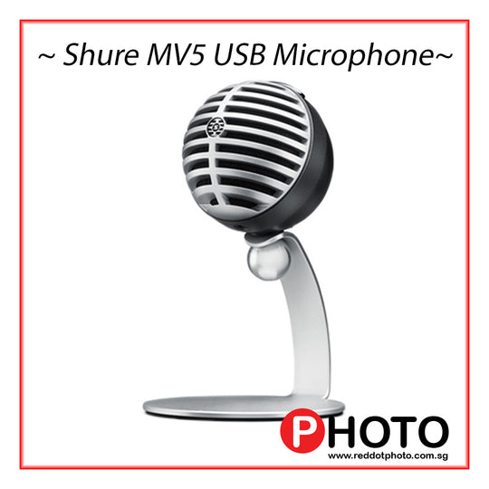 适用于 Mac、PC 和智能设备的舒尔 MV5 数字电容 USB 麦克风 MV5/A-LTG-A（灰色/黑色/绿色）