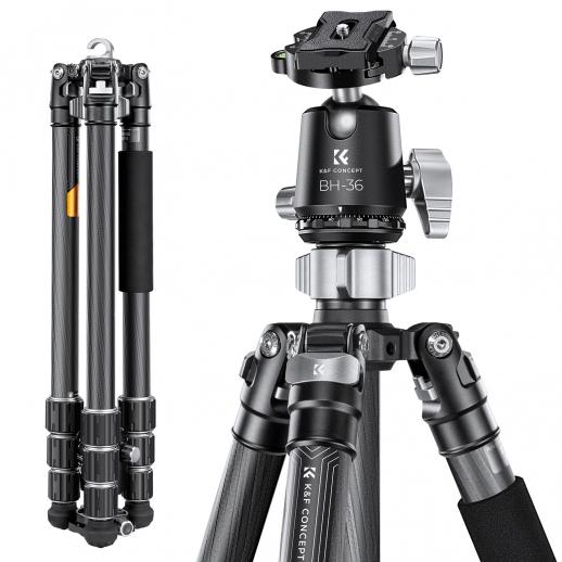 K&amp;F Concept 碳纤维三脚架 X254C4+BH-30 