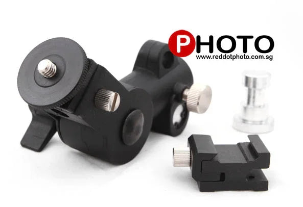 Chromage Adjustable Metal Flash Hot Shoe Umbrella Holder for Light Stand L-shape Bracket - Red Dot Photo